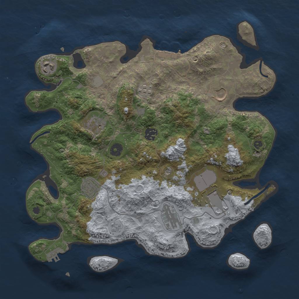 Rust Map: Procedural Map, Size: 3500, Seed: 1856689194, 17 Monuments