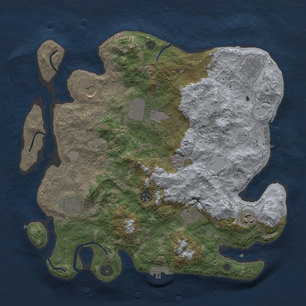 Rust Map: Procedural Map, Size: 3700, Seed: 793749150, 17 Monuments