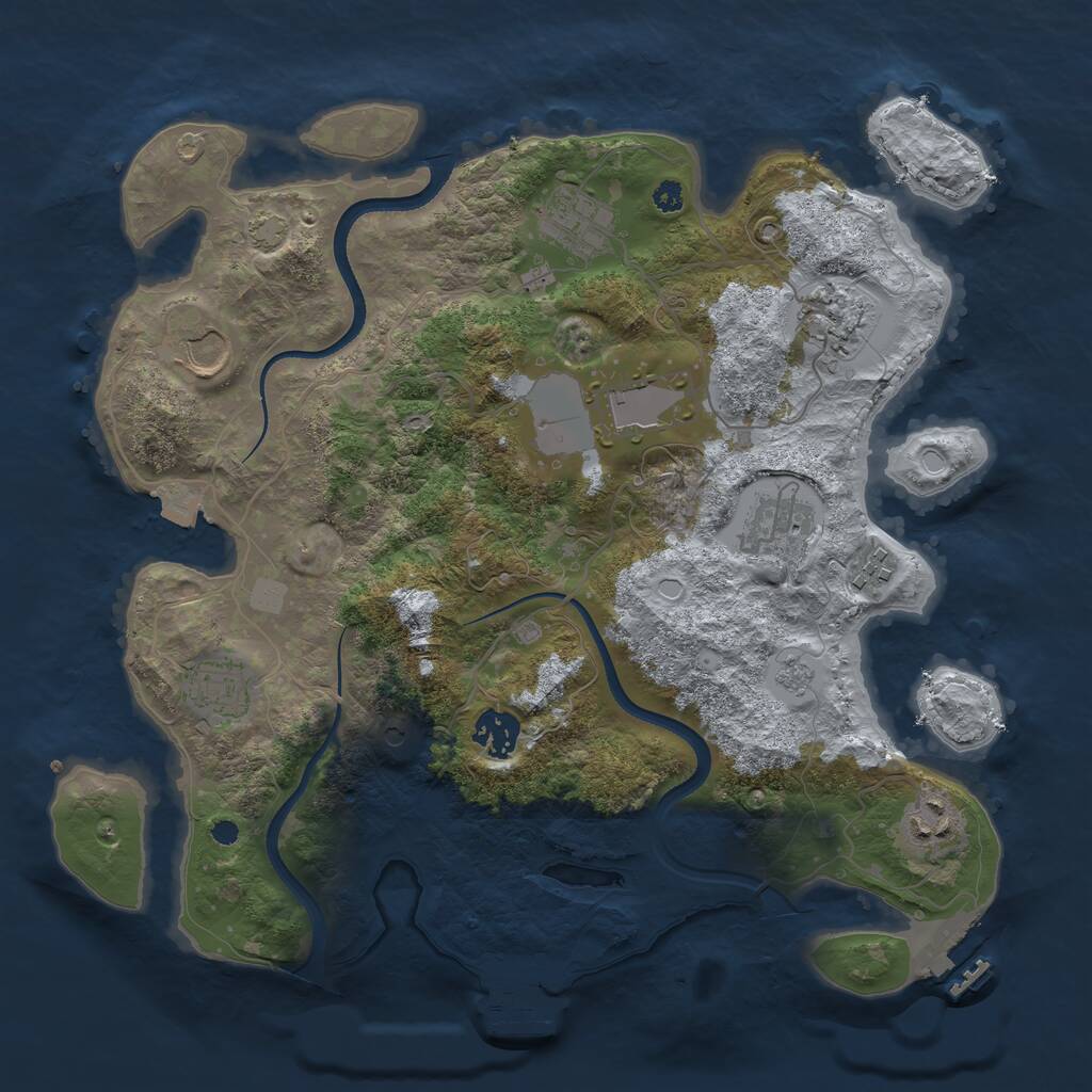 Rust Map: Procedural Map, Size: 3500, Seed: 336520444, 15 Monuments