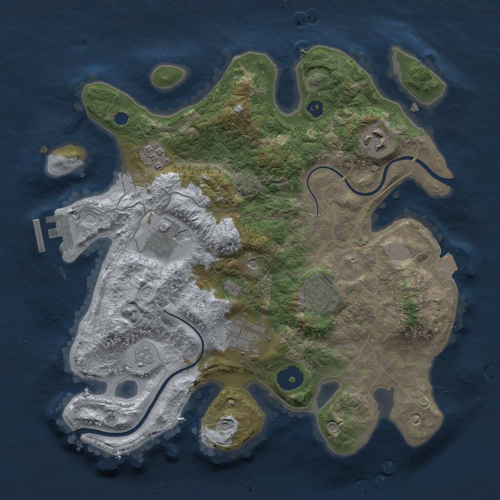 Rust Map: Procedural Map, Size: 3000, Seed: 1315098424, 10 Monuments