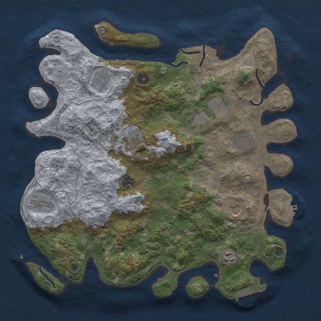 Rust Map: Procedural Map, Size: 4000, Seed: 6558150, 18 Monuments