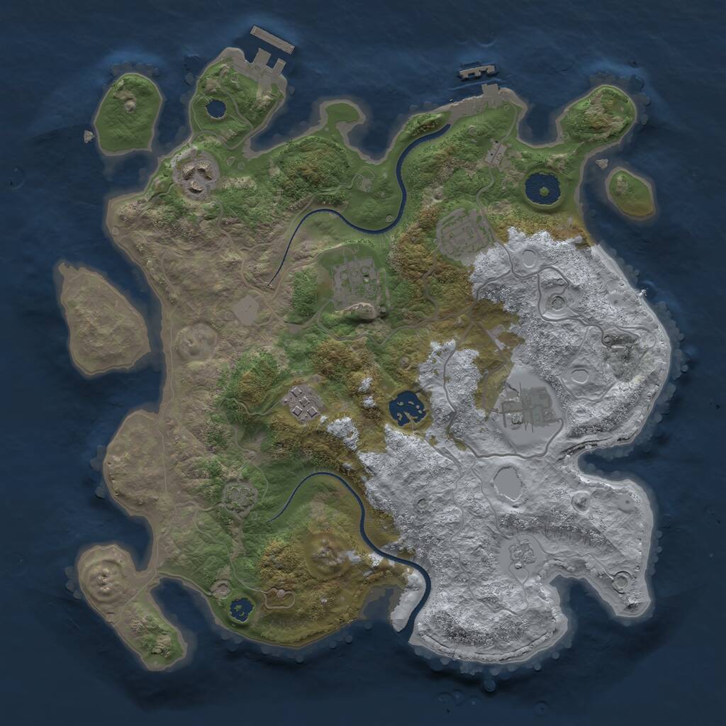 Rust Map: Procedural Map, Size: 3200, Seed: 50003, 12 Monuments