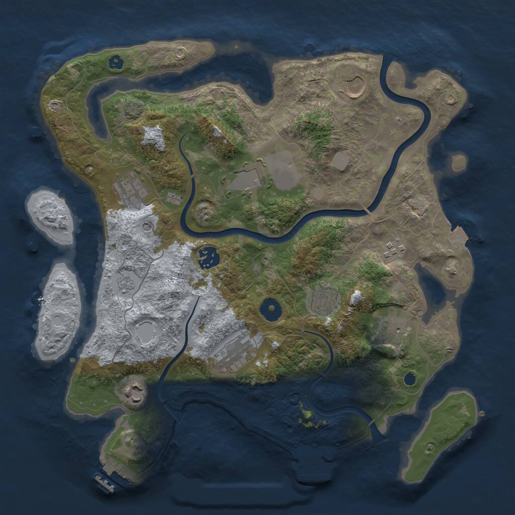 Rust Map: Procedural Map, Size: 3500, Seed: 29076429, 15 Monuments