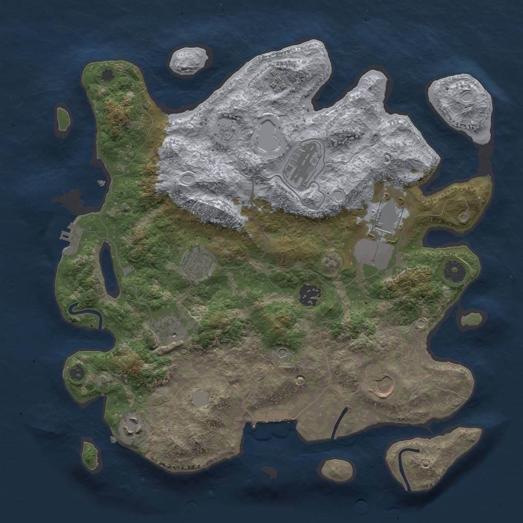 Rust Map: Procedural Map, Size: 3600, Seed: 1923426789, 17 Monuments