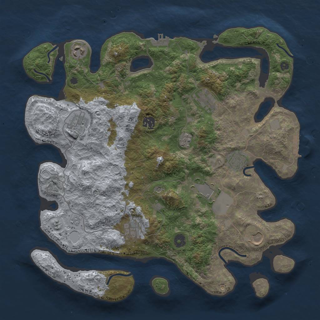 Rust Map: Procedural Map, Size: 3750, Seed: 336648, 18 Monuments
