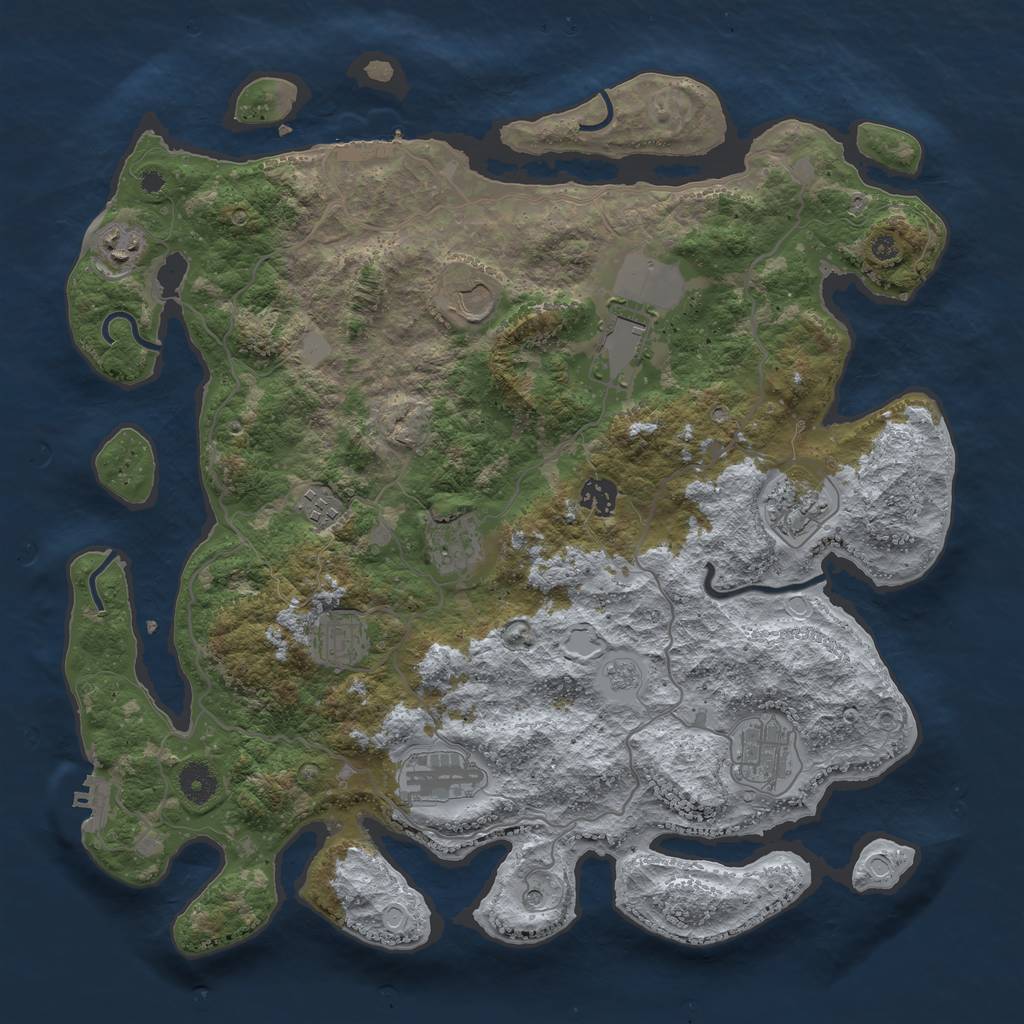Rust Map: Procedural Map, Size: 4000, Seed: 798516, 19 Monuments