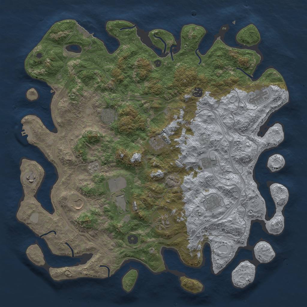 Rust Map: Procedural Map, Size: 4500, Seed: 1293661477, 20 Monuments