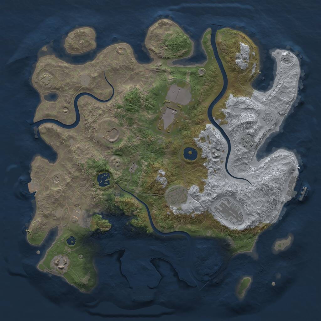 Rust Map: Procedural Map, Size: 3500, Seed: 339609987, 14 Monuments