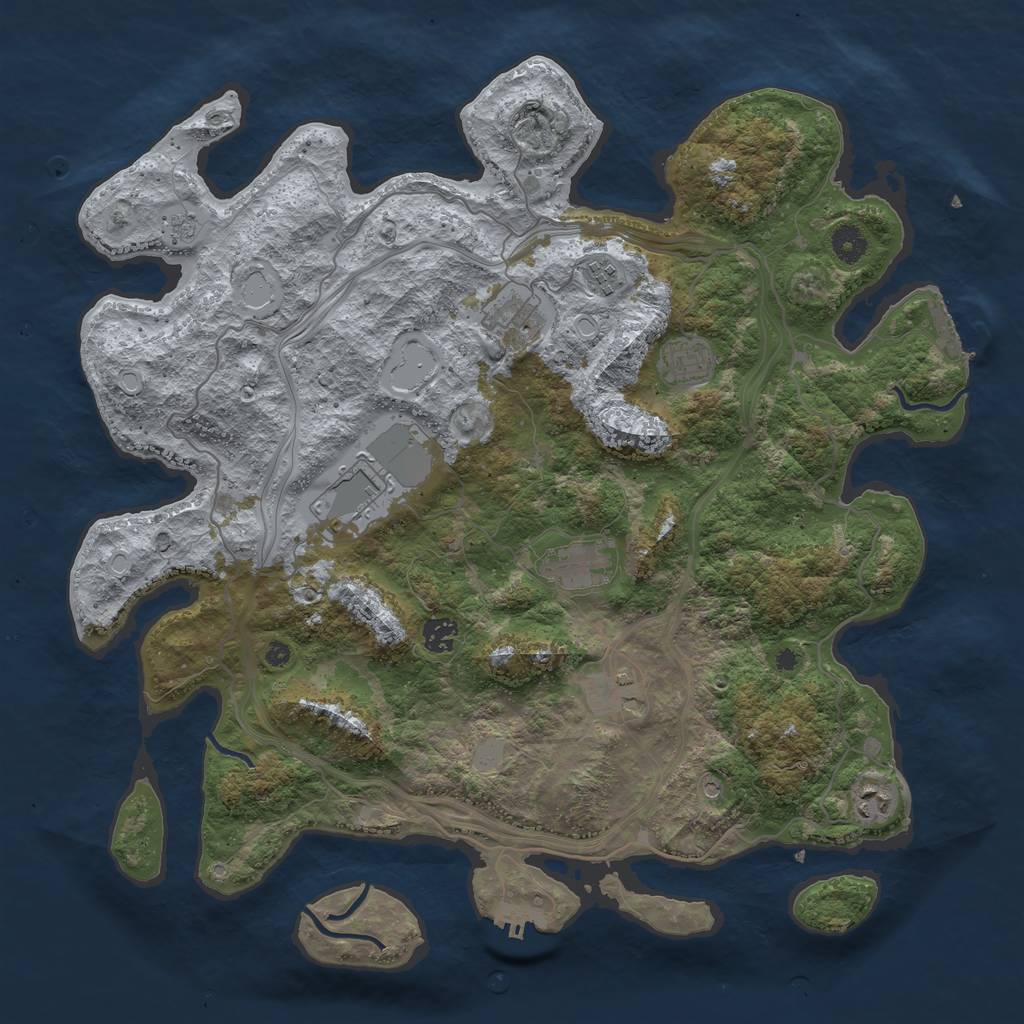 Rust Map: Procedural Map, Size: 4250, Seed: 553685221, 17 Monuments
