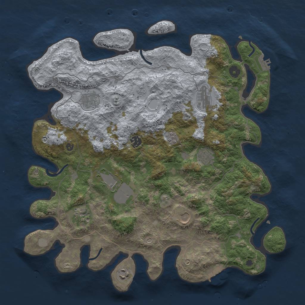 Rust Map: Procedural Map, Size: 4000, Seed: 124879, 18 Monuments
