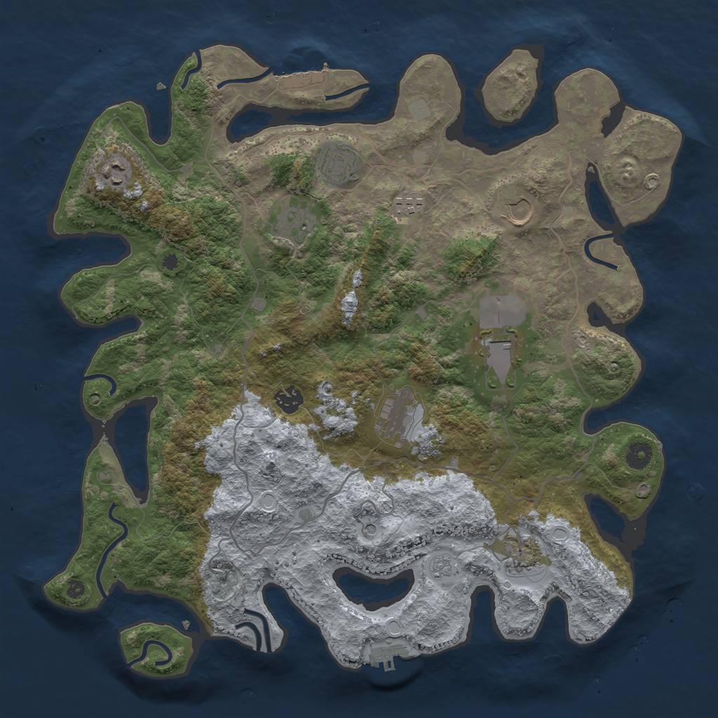 Rust Map: Procedural Map, Size: 4000, Seed: 70966907, 18 Monuments