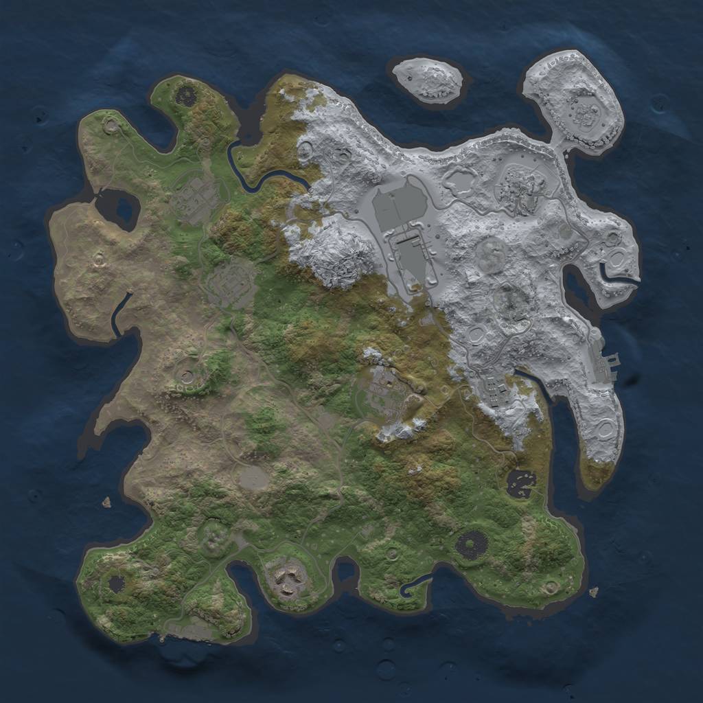 Rust Map: Procedural Map, Size: 3500, Seed: 199727, 17 Monuments