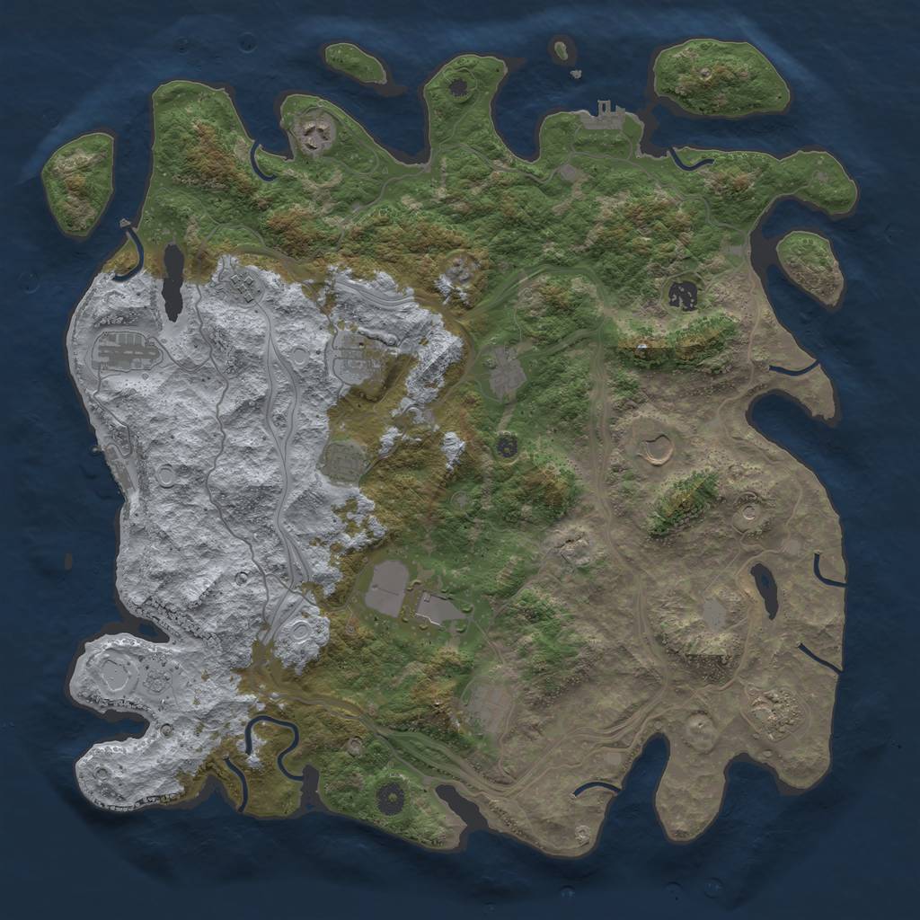 Rust Map: Procedural Map, Size: 4500, Seed: 1112459156, 20 Monuments