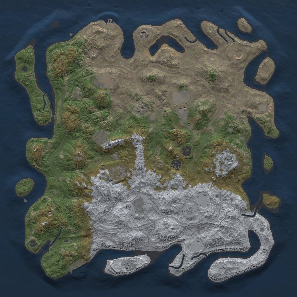 Rust Map: Procedural Map, Size: 4500, Seed: 66517318, 19 Monuments