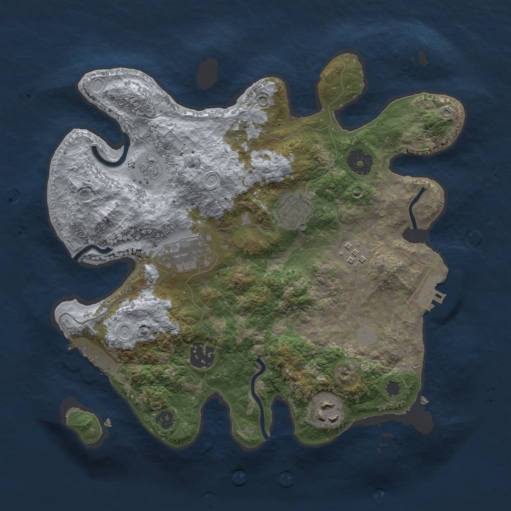 Rust Map: Procedural Map, Size: 3000, Seed: 39330, 13 Monuments