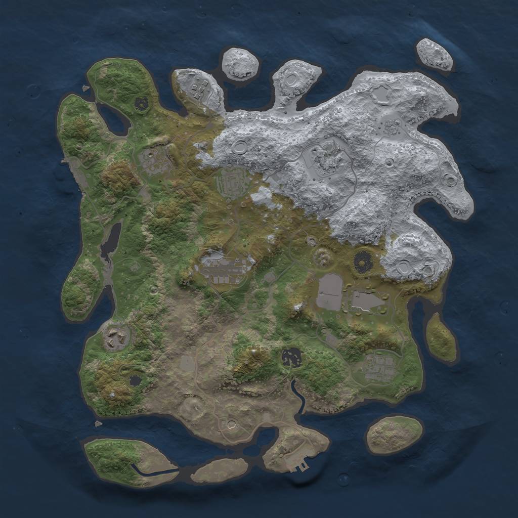 Rust Map: Procedural Map, Size: 3750, Seed: 811, 18 Monuments