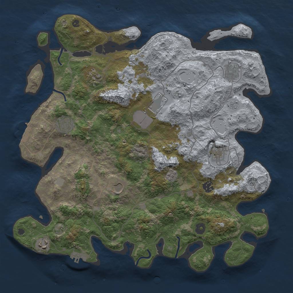 Rust Map: Procedural Map, Size: 4000, Seed: 59050, 18 Monuments