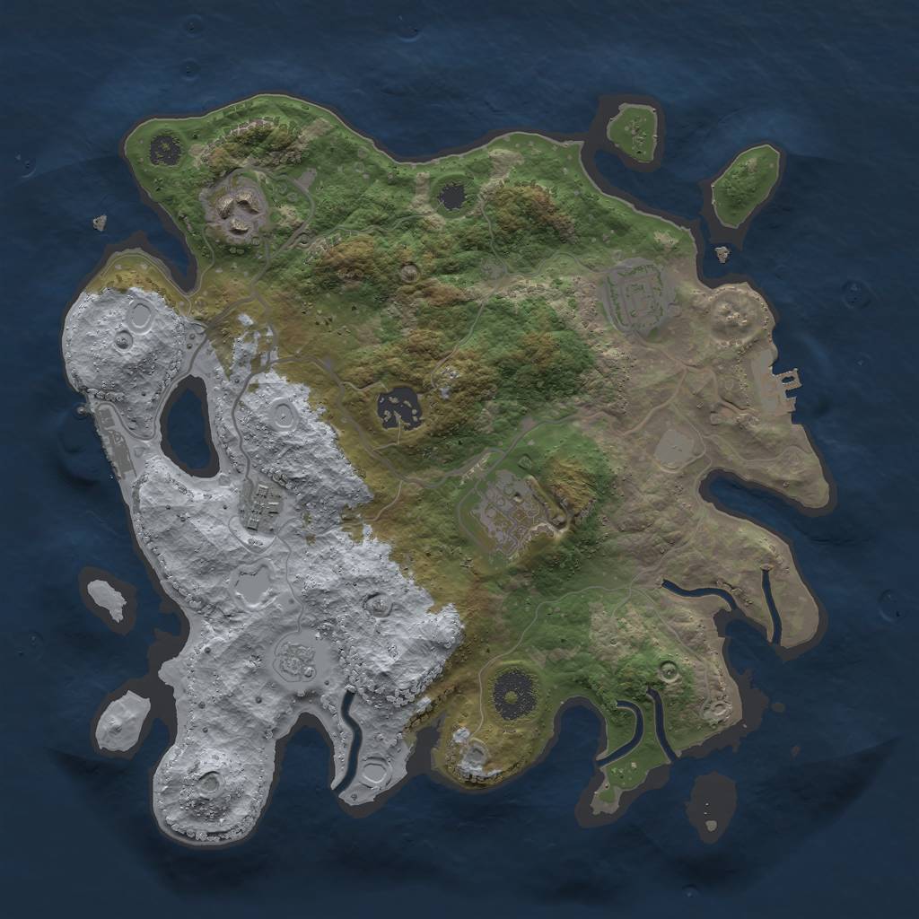 Rust Map: Procedural Map, Size: 3000, Seed: 18265342, 13 Monuments