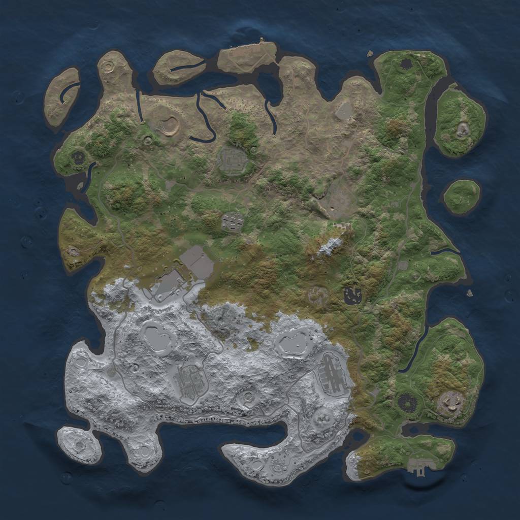 Rust Map: Procedural Map, Size: 4000, Seed: 20200506, 18 Monuments