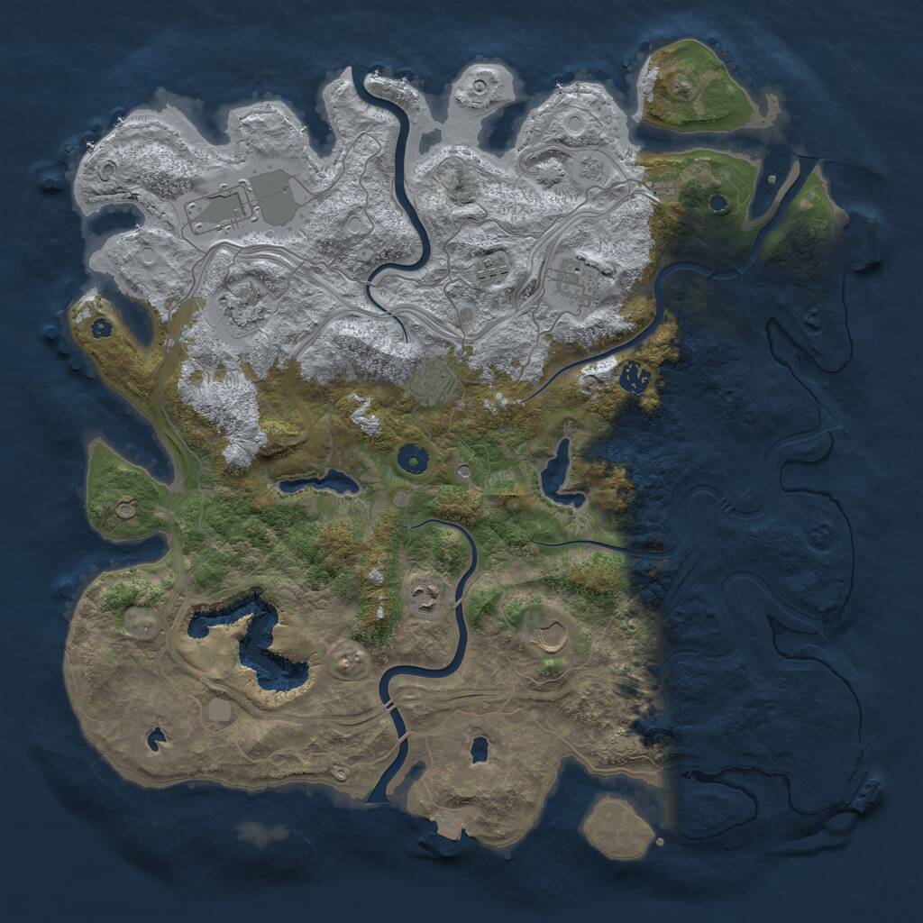 Rust Map: Procedural Map, Size: 4500, Seed: 516646338, 14 Monuments