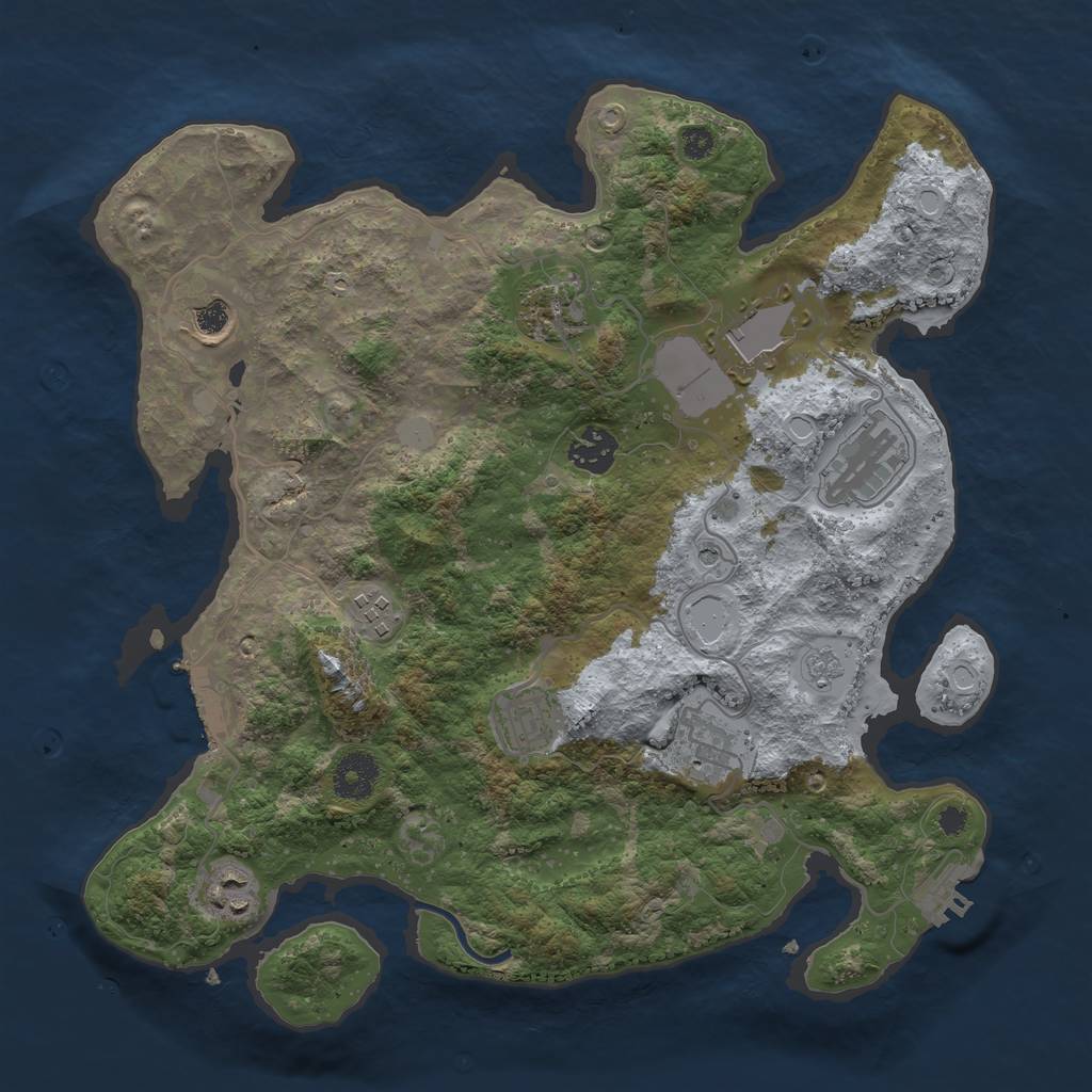 Rust Map: Procedural Map, Size: 3500, Seed: 1482309938, 18 Monuments