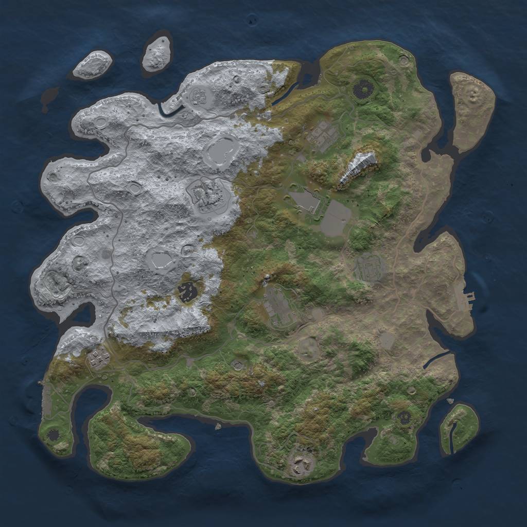 Rust Map: Procedural Map, Size: 4000, Seed: 2160934, 17 Monuments