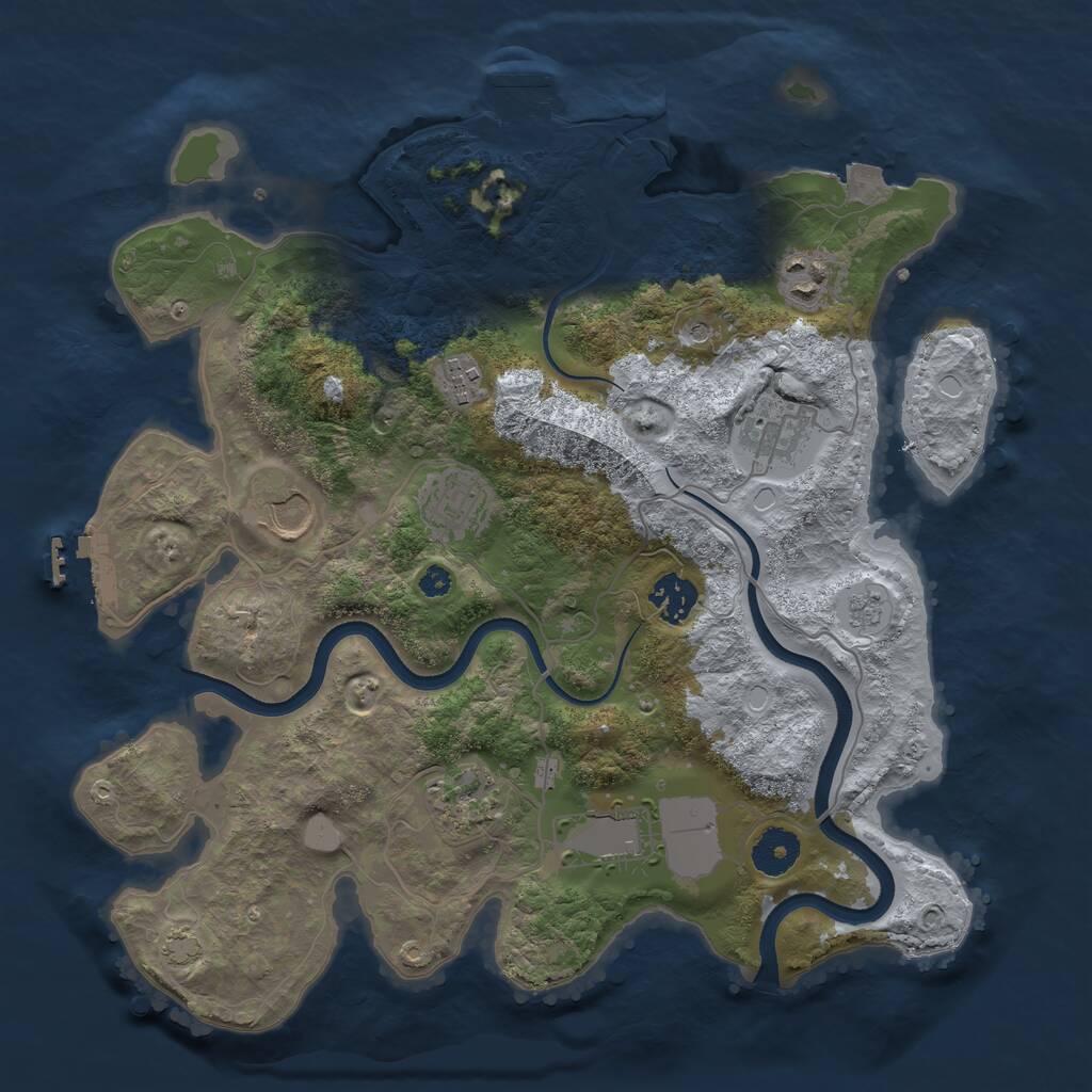 Rust Map: Procedural Map, Size: 3500, Seed: 43271372, 14 Monuments