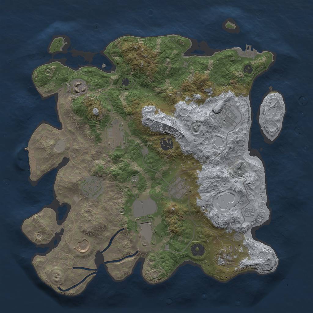 Rust Map: Procedural Map, Size: 3500, Seed: 43271372, 18 Monuments