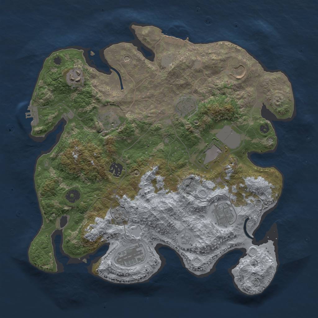 Rust Map: Procedural Map, Size: 3500, Seed: 1489124, 18 Monuments