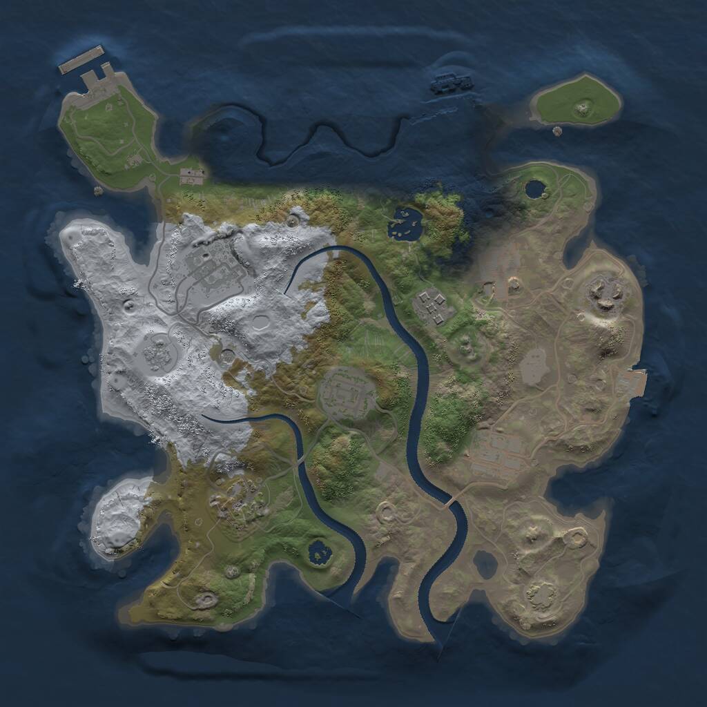 Rust Map: Procedural Map, Size: 3000, Seed: 52793, 14 Monuments