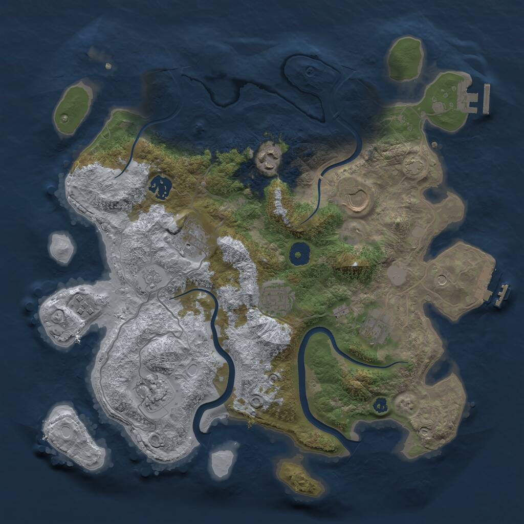Rust Map: Procedural Map, Size: 3500, Seed: 869230, 14 Monuments