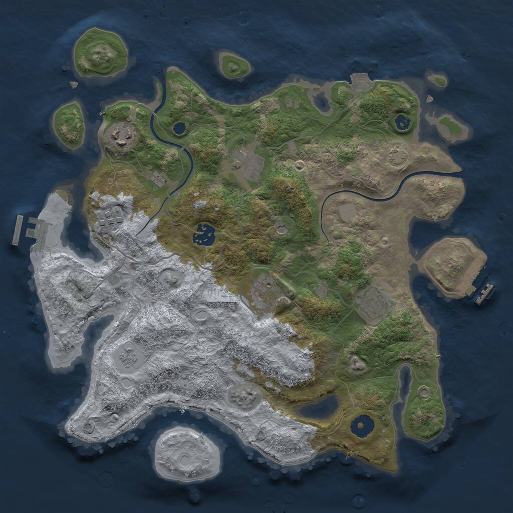 Rust Map: Procedural Map, Size: 3400, Seed: 697832974, 12 Monuments