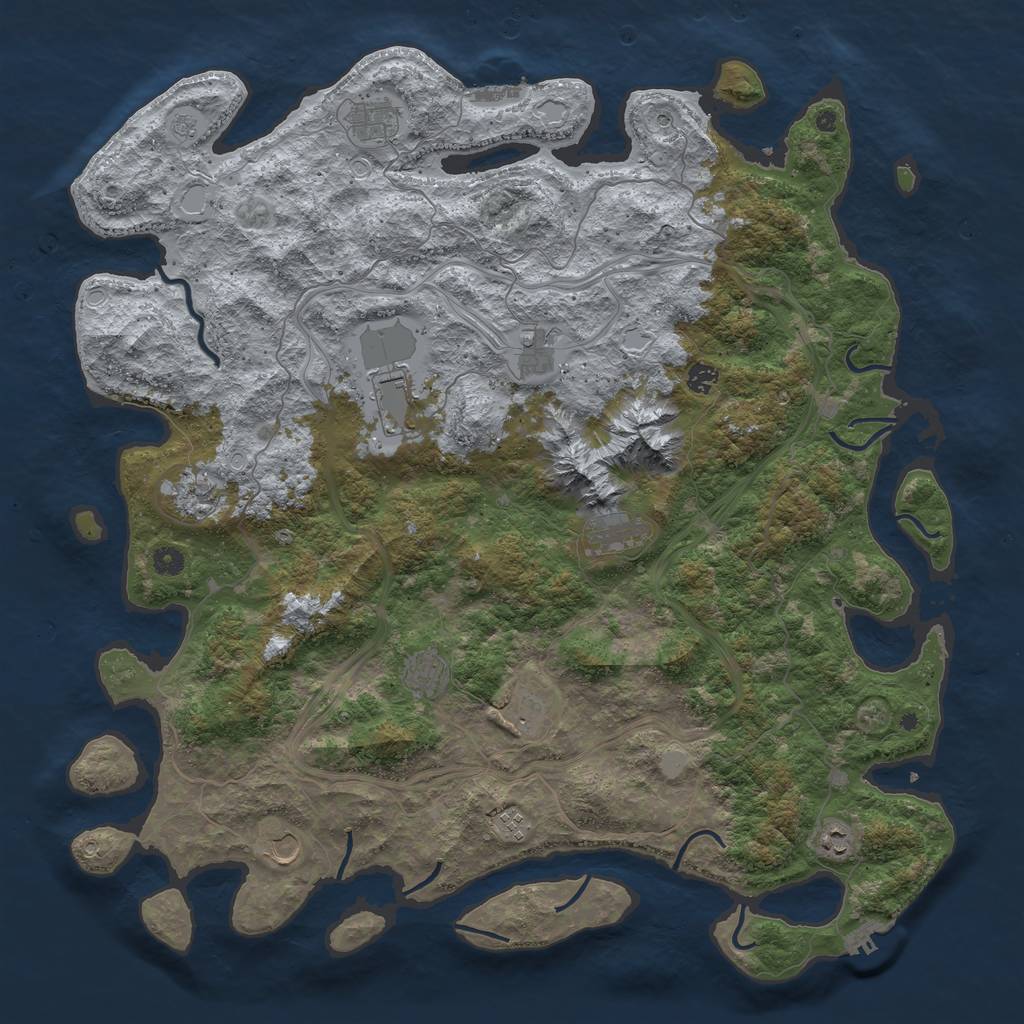 Rust Map: Procedural Map, Size: 5000, Seed: 1777901880, 20 Monuments
