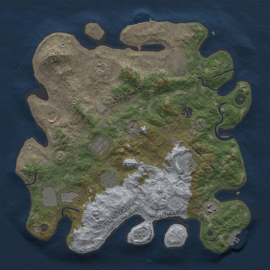 Rust Map: Procedural Map, Size: 3700, Seed: 606, 19 Monuments