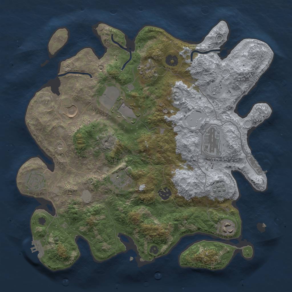 Rust Map: Procedural Map, Size: 3500, Seed: 589225054, 18 Monuments
