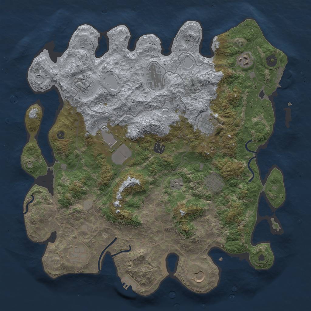 Rust Map: Procedural Map, Size: 4000, Seed: 32214, 19 Monuments