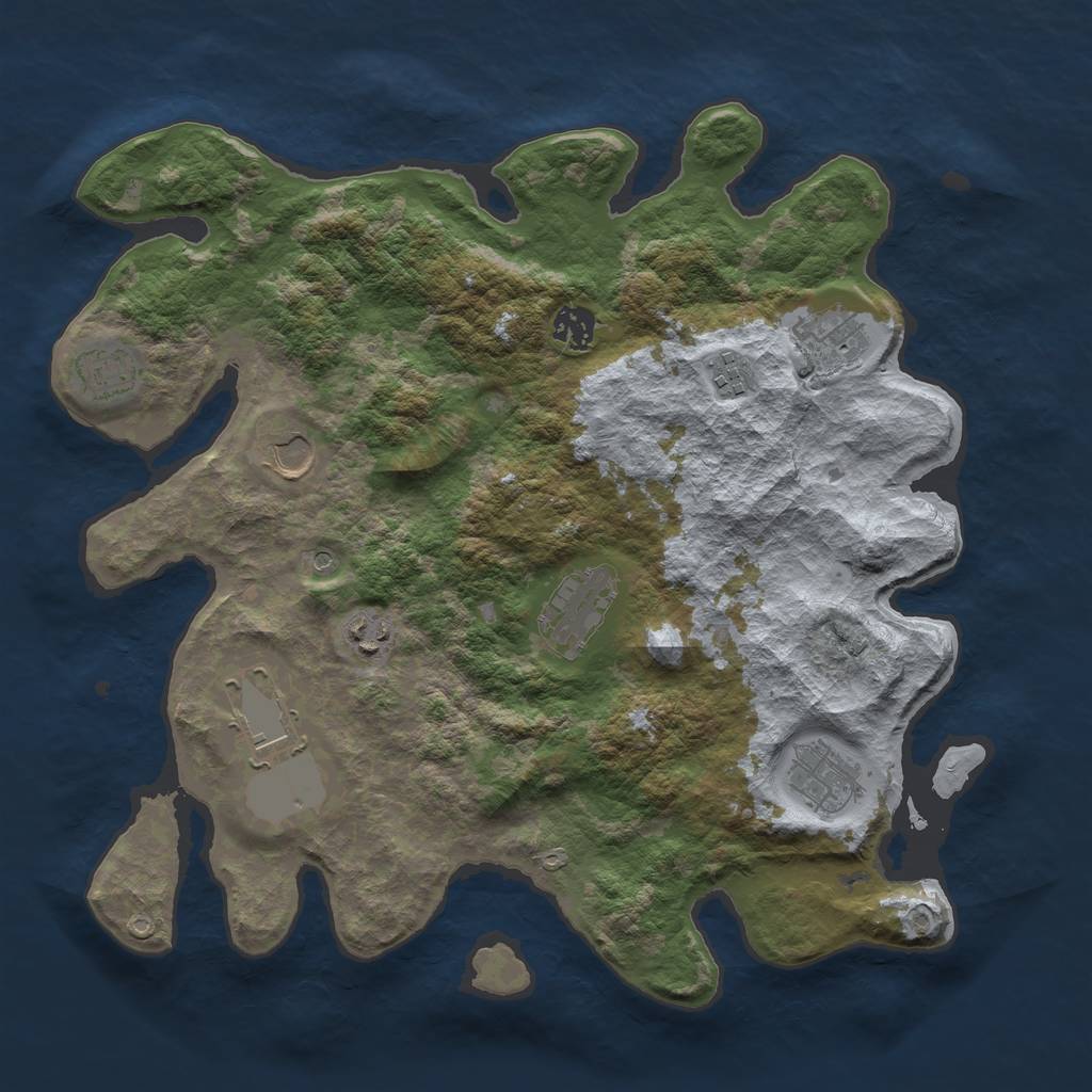 Rust Map: Barren, Size: 3750, Seed: 122809512, 12 Monuments