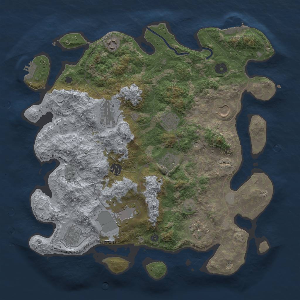 Rust Map: Procedural Map, Size: 3800, Seed: 45100, 19 Monuments
