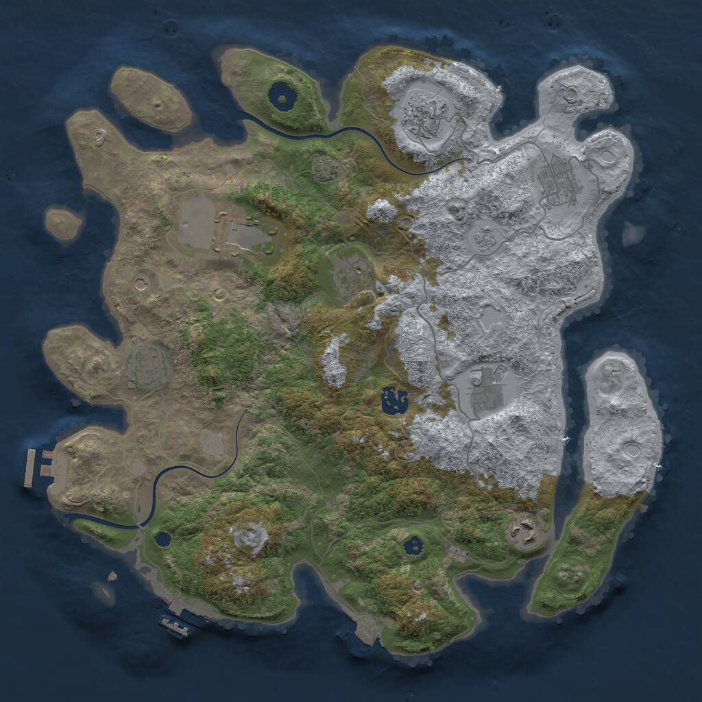 Rust Map: Procedural Map, Size: 3700, Seed: 1204452888, 14 Monuments