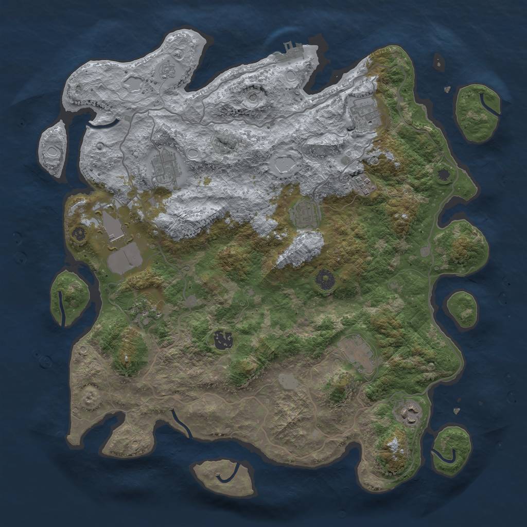 Rust Map: Procedural Map, Size: 4000, Seed: 684652, 17 Monuments