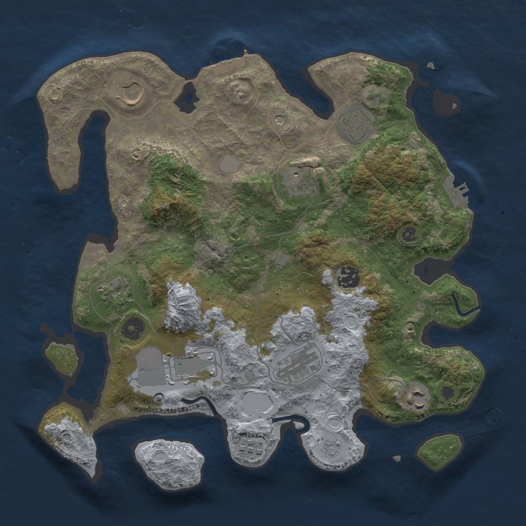 Rust Map: Procedural Map, Size: 3500, Seed: 233333, 18 Monuments