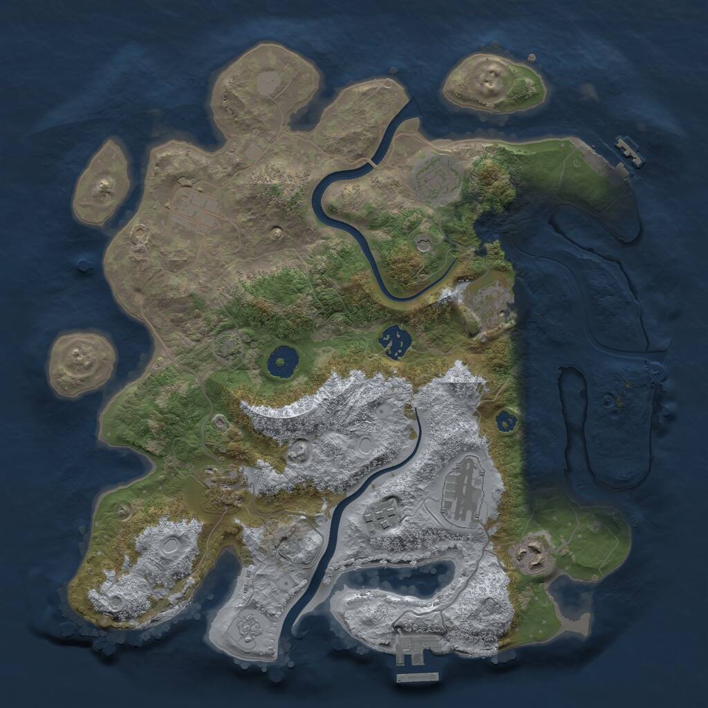 Rust Map: Procedural Map, Size: 3400, Seed: 911718041, 14 Monuments