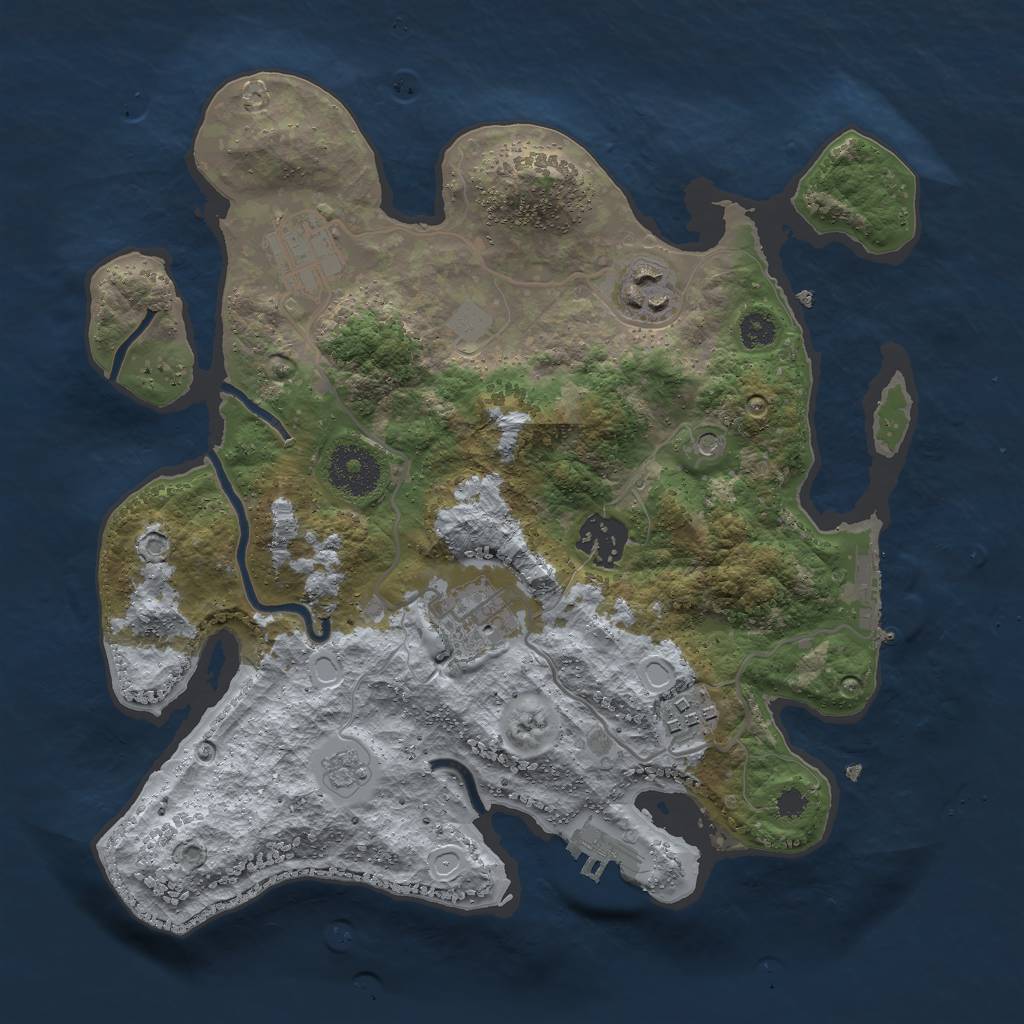 Rust Map: Procedural Map, Size: 3000, Seed: 589691198, 14 Monuments