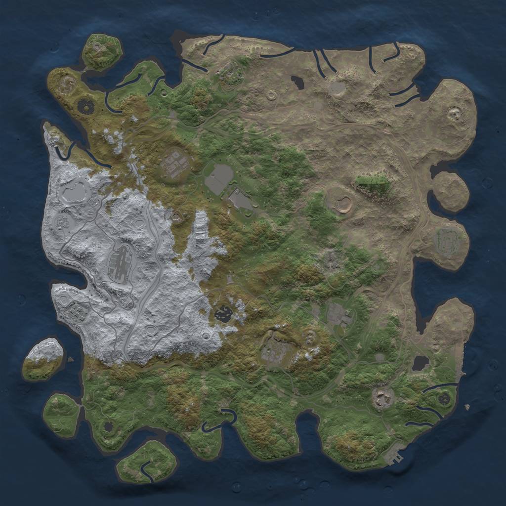 Rust Map: Procedural Map, Size: 4500, Seed: 2043602947, 20 Monuments