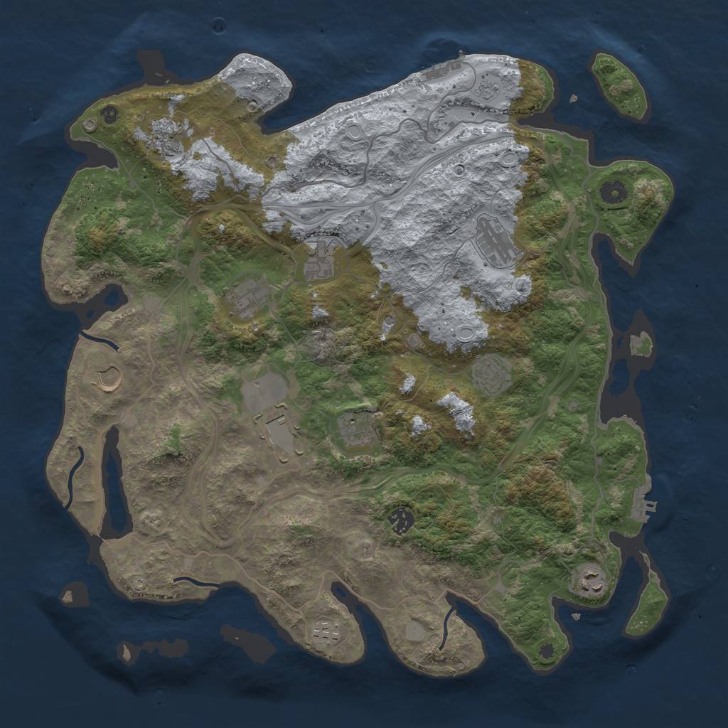 Rust Map: Procedural Map, Size: 4250, Seed: 569166661, 20 Monuments