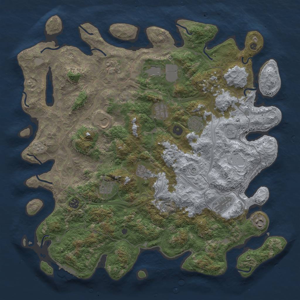 Rust Map: Procedural Map, Size: 4500, Seed: 323300, 19 Monuments