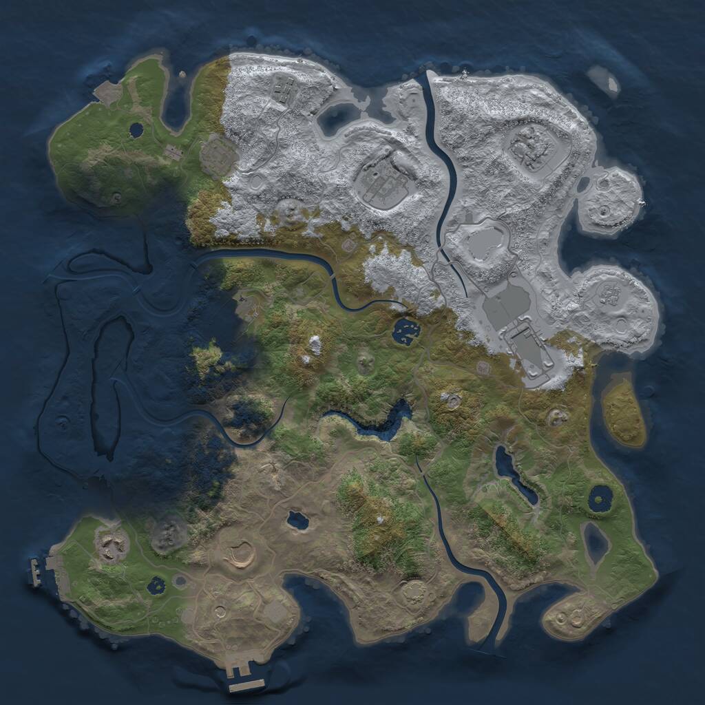Rust Map: Procedural Map, Size: 4000, Seed: 129025552, 15 Monuments