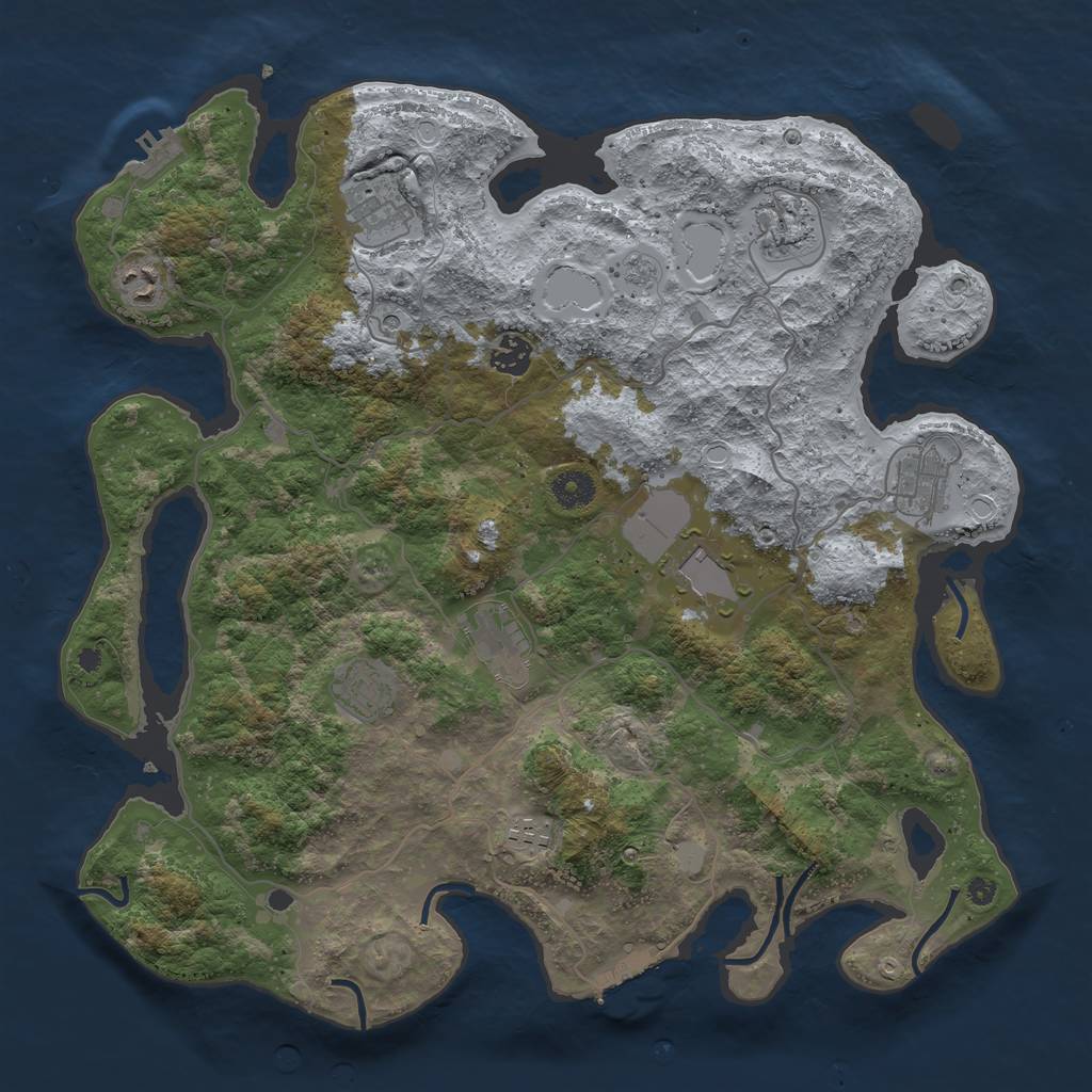 Rust Map: Procedural Map, Size: 4000, Seed: 129025552, 18 Monuments