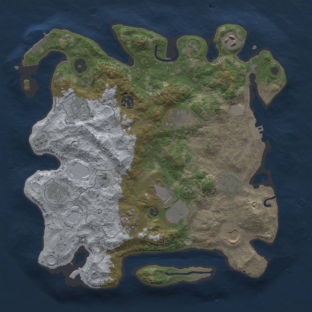 Rust Map: Procedural Map, Size: 3500, Seed: 1823734241, 19 Monuments