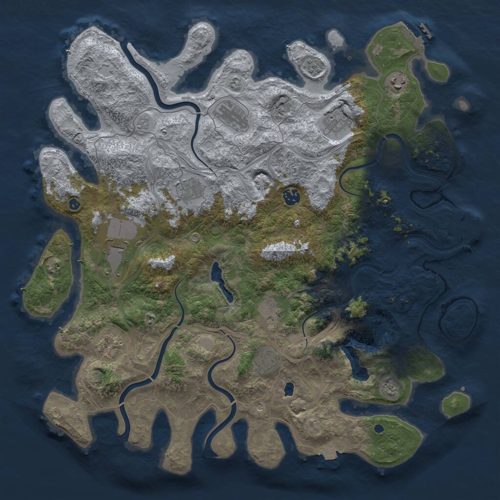 Rust Map: Procedural Map, Size: 4499, Seed: 764448045, 16 Monuments